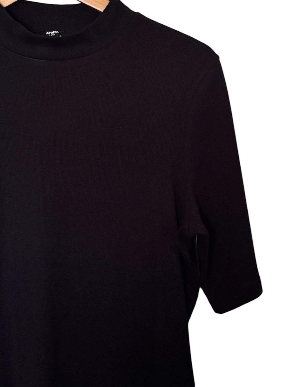 NWT Express Black Mock Neck Short Sleeve Top